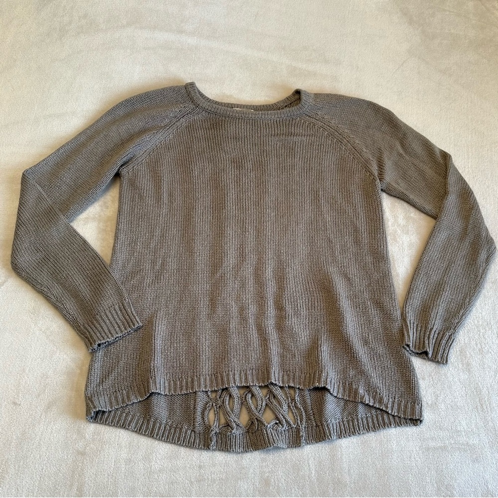 Forever 21 Grey Knit Sweater with Detailed Open Back